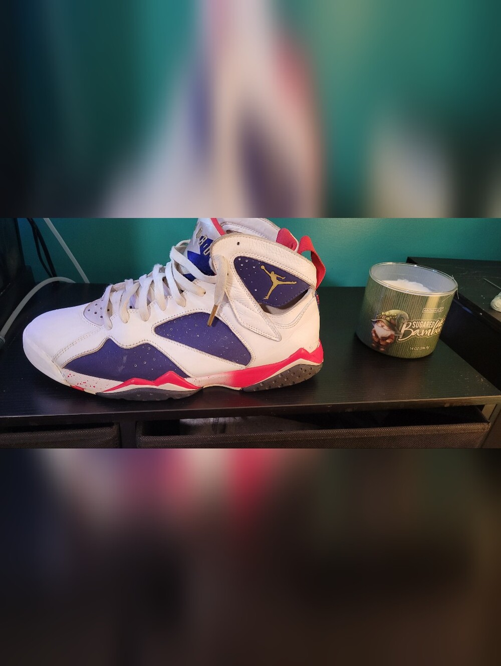 Air Jordan Retro High Top Sneakers - White, Purple & Red